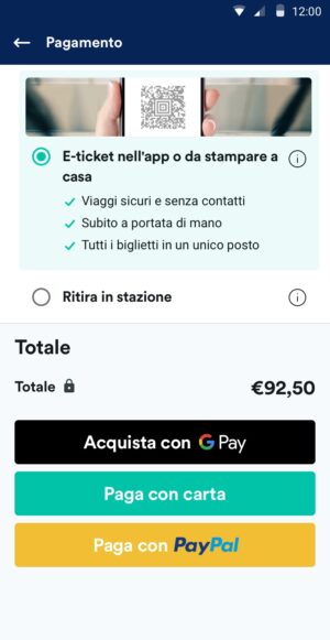 Trainline app - Google Pay